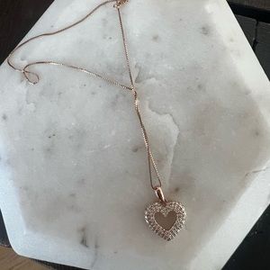 14k rose gold heart necklace with diamonds 💕